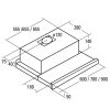 Cata TF-2003/60 Beépíthető teleszkópos páraelszívó | 600m3/óra | 60 cm | Duralum