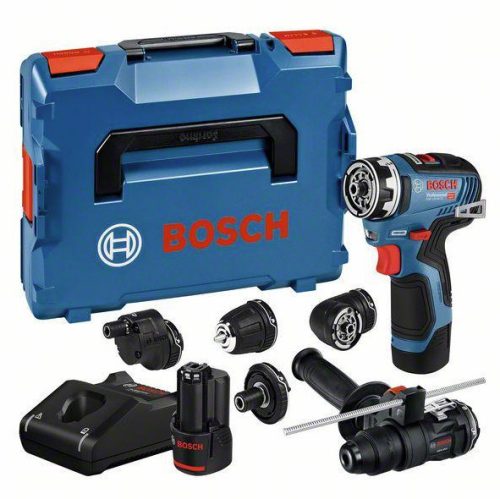 BOSCH 06019H3008 GSR 12V-35 FC Akkus fúrócsavarozó (2x3.0 Ah akkuval, GAL 12V-40 töltővel, GFA 12-H, GFA 12-B, GFA 12-W, GFA 12-E, GFA 12-X, adapterekkel), L-Boxxban