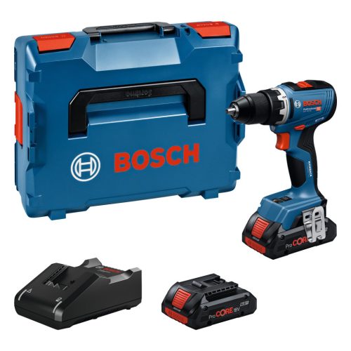 BOSCH 06019N3206 GSR 18V-65 Akkus fúró-csavarozó  (2x4,0 Ah ProCORE akkuval; GAL 18V-40 töltővel) L-Boxx-ban