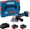 BOSCH 06019N4103 GWS 18V-11 Akkus Sarokcsiszoló  (2x5,0 Ah akkuval; GAL 1880 töltővel; csiszolótárcsa 125mm) L-Boxx-ban