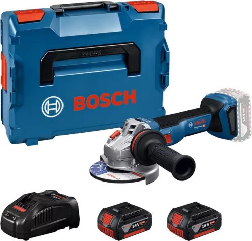 BOSCH 06019N4103 GWS 18V-11 Akkus Sarokcsiszoló  (2x5,0 Ah akkuval; GAL 1880 töltővel; csiszolótárcsa 125mm) L-Boxx-ban