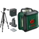 BOSCH 0603663E01 UniversalLevel 360 Keresztvonalas zöld szintezőlézer + TT 150 Állvány + MM 3 Univerzális tartóállvány + 4 db 1,5 V-os LR6 (AA)