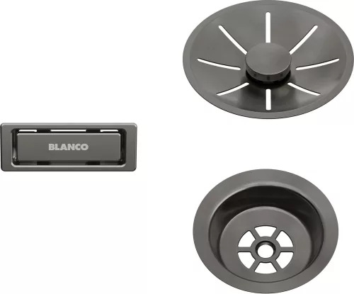 BLANCO InFino szett egy medencés mosogatóhoz, satin dark steel, lefolyógarnitúrát nem tartalmaz