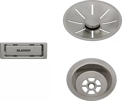 BLANCO InFino szett egy medencés mosogatóhoz, satin platinum, lefolyógarnitúrát nem tartalmaz