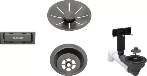 BLANCO InFino lefolyógarnitúra, satin dark steel, 3 1/2