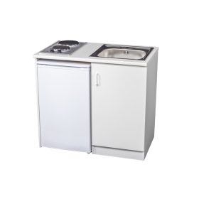   EVIDO WEEKEND minikonyha bal oldali hűtővel, elektromos főzőlappal, egymedencés rozsdamentes mosogatóval