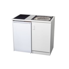   EVIDO WEEKEND minikonyha bal oldali hűtővel, indukciós főzőlappal, egymedencés rozsdamentes mosogatóval