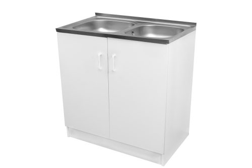 Komplett mosogató szekrény 80x50, nyílóajtós, 2med.tál, fehér front
