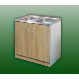   Komplett mosogató szekrény 80x50, nyílóajtós, 2med.tál, sonoma front