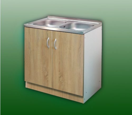 Komplett mosogató szekrény 80x50, nyílóajtós, 2med.tál, sonoma front