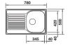 BLANCO TIPO 45 S compact, mosogatótálca, natúr rozsdamentes acél excenter nélkül (207830 mos+222404 lef)