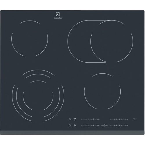 Electrolux EHF6547FXK Beépíthető kerámia főzőlap | Bővíthető főzőzóna | Booster | 60 cm | Fekete