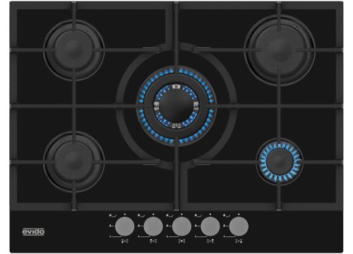 EVIDO MURANO 70B üveggázfőzőlap,70cm,WOK,fekete