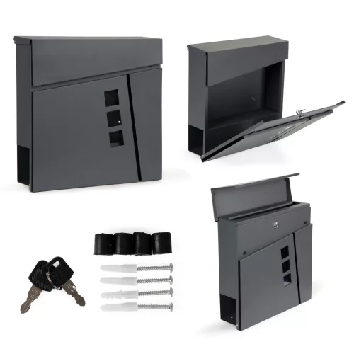 Postaláda horganyzott acélból újságtartóval antracit