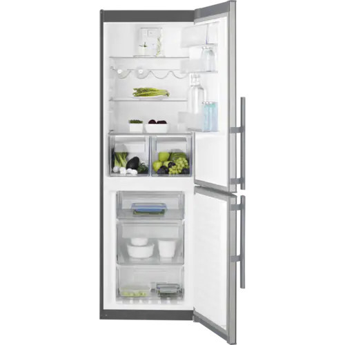 Electrolux LNT4TE33X2 Szabadonálló kombinált alulfagyasztós hűtőszekrény | NoFrost | 220/93 l | 185 cm magas | 59.5 cm széles | Inox