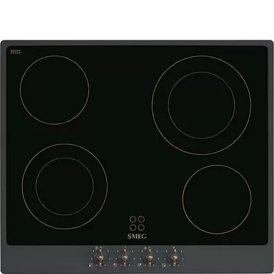 SMEG KERÁMIA FŐZŐLAP, Colonial design, 60 cm, 4 főzőzóna, antracit