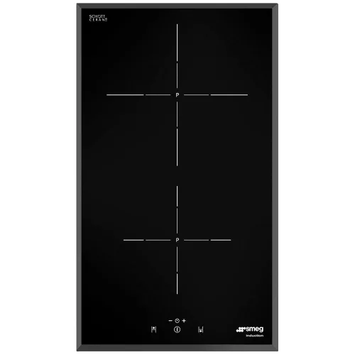 SMEG DOMINO INDUKCIÓS FŐZŐLAP, Universal design, 30 cm, 2 főzőzóna, lekerekített él, fekete üveg